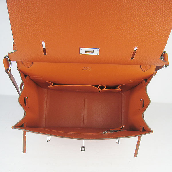 Replica Hermes Jypsiere Fjord Leather Messenger Bag Orange H6508 - 1:1 Copy